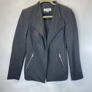 Calvin Klein Women’s Draped Open-Front Knit Jacket – Gray – Size 4